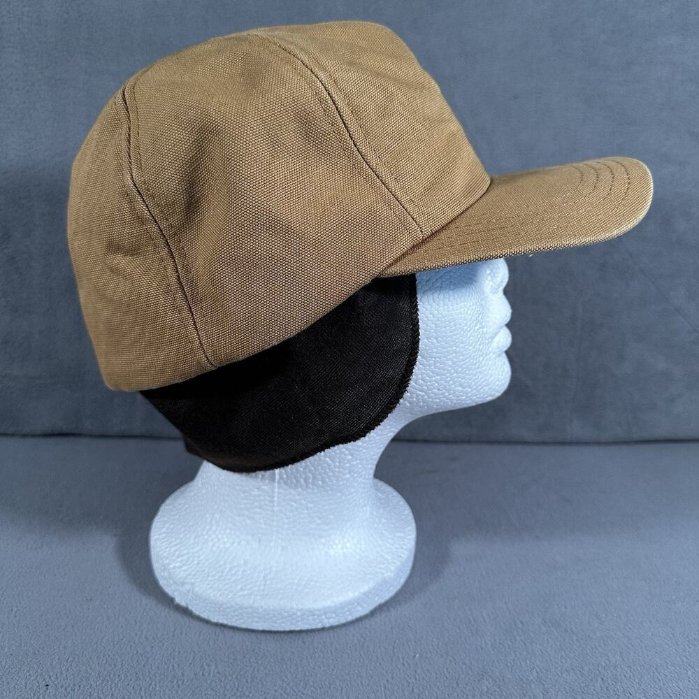 Vintage Duck Canvas Winter Ear Flap Hunting Hat Cap Brown Quilted Lined USA L - Picture 6 of 7